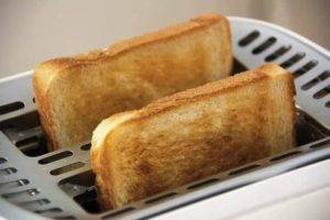 toasted bread in a toaster.