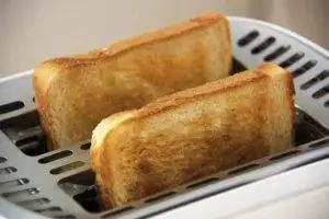 toasted bread in a toaster.