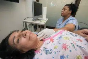 Treatments for hemorrhagic stroke. 2 Using an ultrasound machine to check for plaque.
