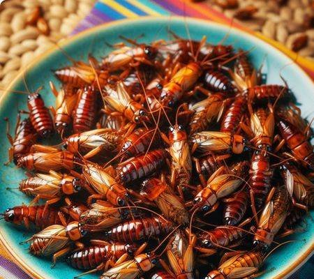 A dish of edible insects: crickets