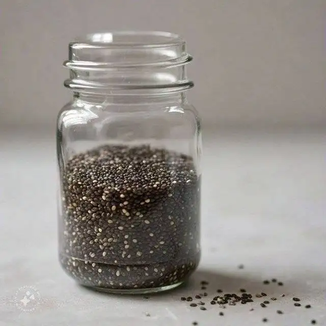 A small jar of chia seeds.